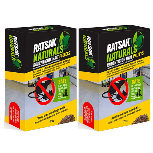 Ratsak Natural 2x 224g Rat Mouse Killer Mice Rodent Bait Pellets Pet Safe Poison