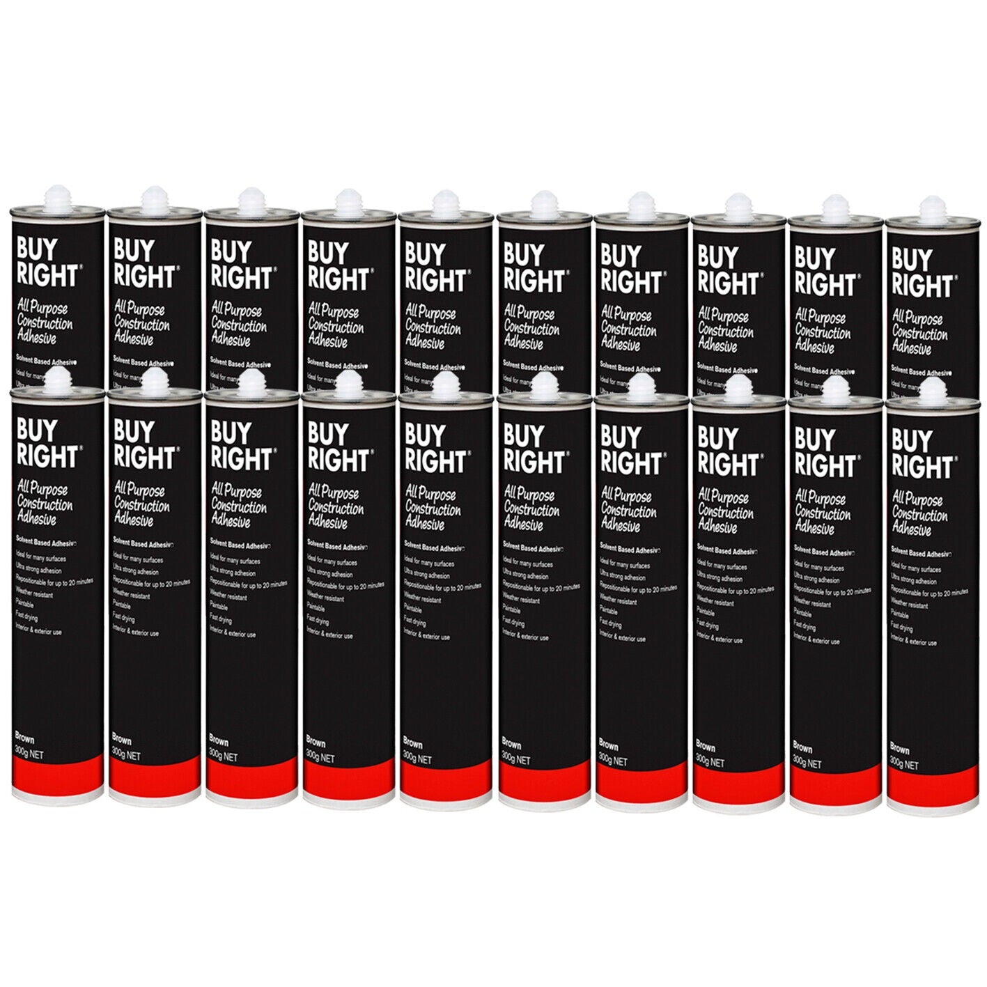 20x Glue Construction Adhesive BuyRight 300g Cartridge Liquid No Nails 20pc