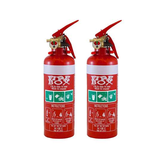 2x Fire Extinguishers .75kg ABE Dry Powder 750g & Bracket Aust Car Boat Home