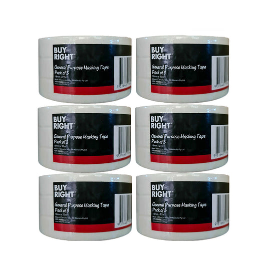 18x Masking Tape BuyRight Premium 18mm x 27m Bulk Painting Paint Edging Sticky