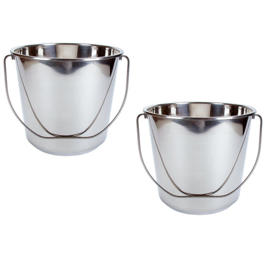 2x Stainless Steel Bucket with Handle 20Ltr H/Duty Premium Quality 20L