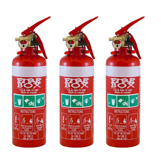 3x Fire Extinguishers .75kg ABE Dry Powder 750g & Bracket Aust Car Boat Home