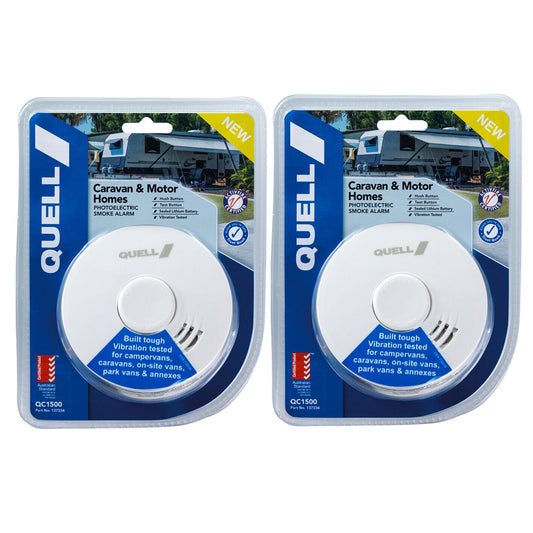 2x Smoke Alarm Fire Detector Quell® PRO Sealed Bug Screen Bonus 9V Caravan & RV