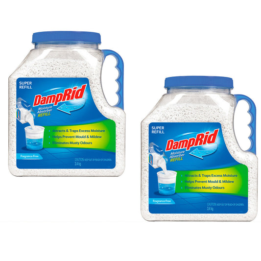 2x DampRid Refill Moisture Absorber 3.4kg Damp Rid HUGE Mould Odour Kill (6.8kg)