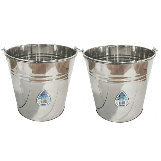 2x Stainless Steel Bucket with Handle 20ltr Heavy Duty Quality 20L Marine Pail