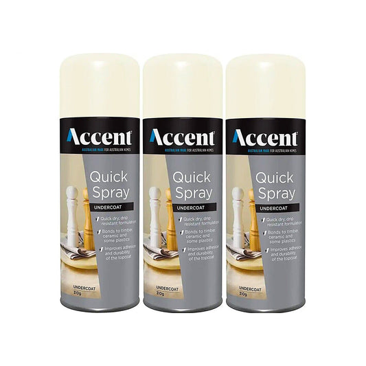 3x Spray Paint Can 310g Undercoat Wood Ceramics Plastic Quick Dry Int&Ext PRO