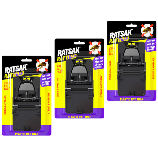 3x Rat Mouse Trap Ratsak® No Touch Reusable Easy Bait Mice Capture Animal Pest
