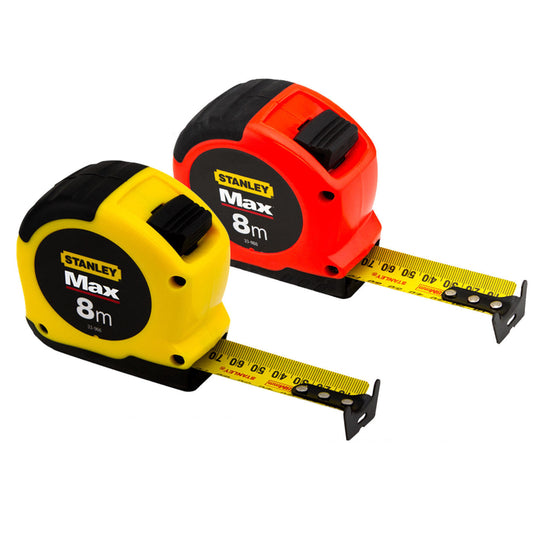 2x Stanley Tape Measure 8m Metric Fatmax Quality 8Mtr Assorted Yellow Orange