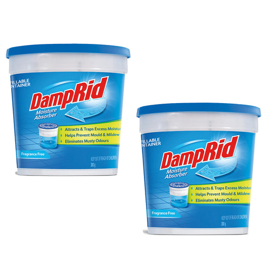 2x DampRid Moisture Absorber 300g Refillable Damp Rid Model Mould Odour Kill