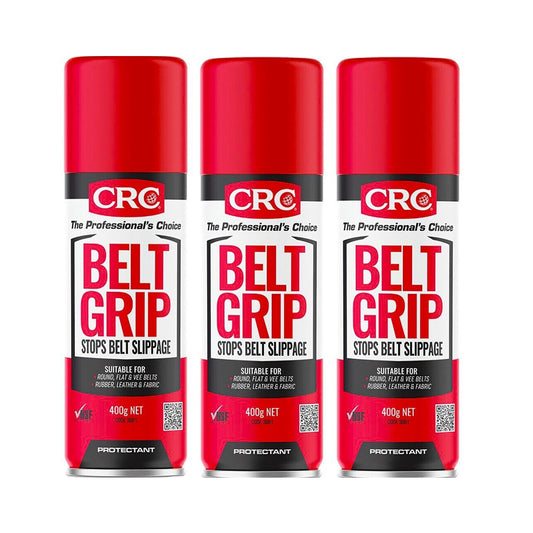 3x Belt Grip Spray CRC Aerosol 400g Stops Car Belt Slippage Suits All Auto Belts
