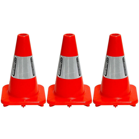 3x Traffic Cone Witches Hat Hurricane Hi Vis Orange 300mm Reflective Safety PRO