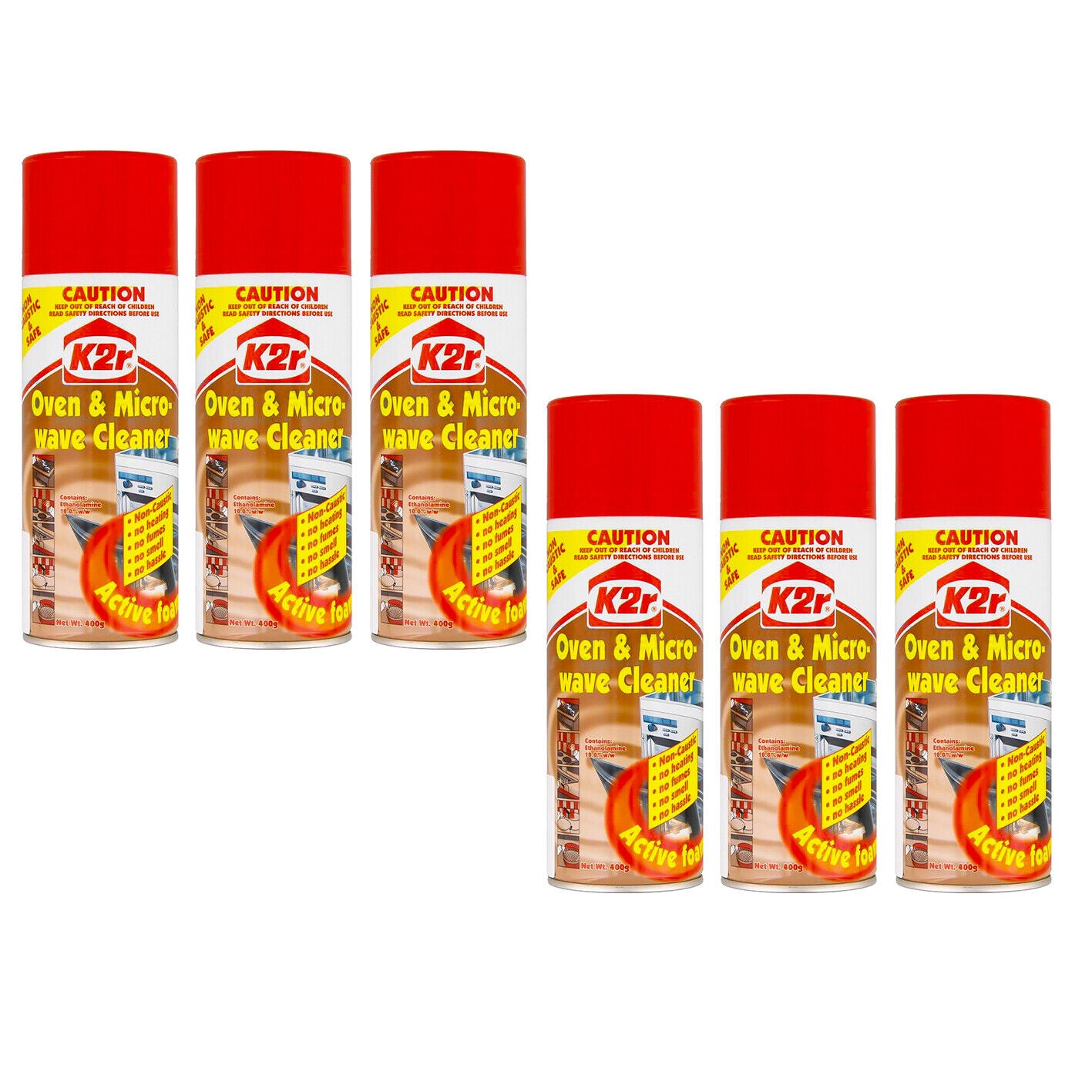 6X K2R Oven & Microwave Cleaner Non Caustic No Fumes No Smell No Heating