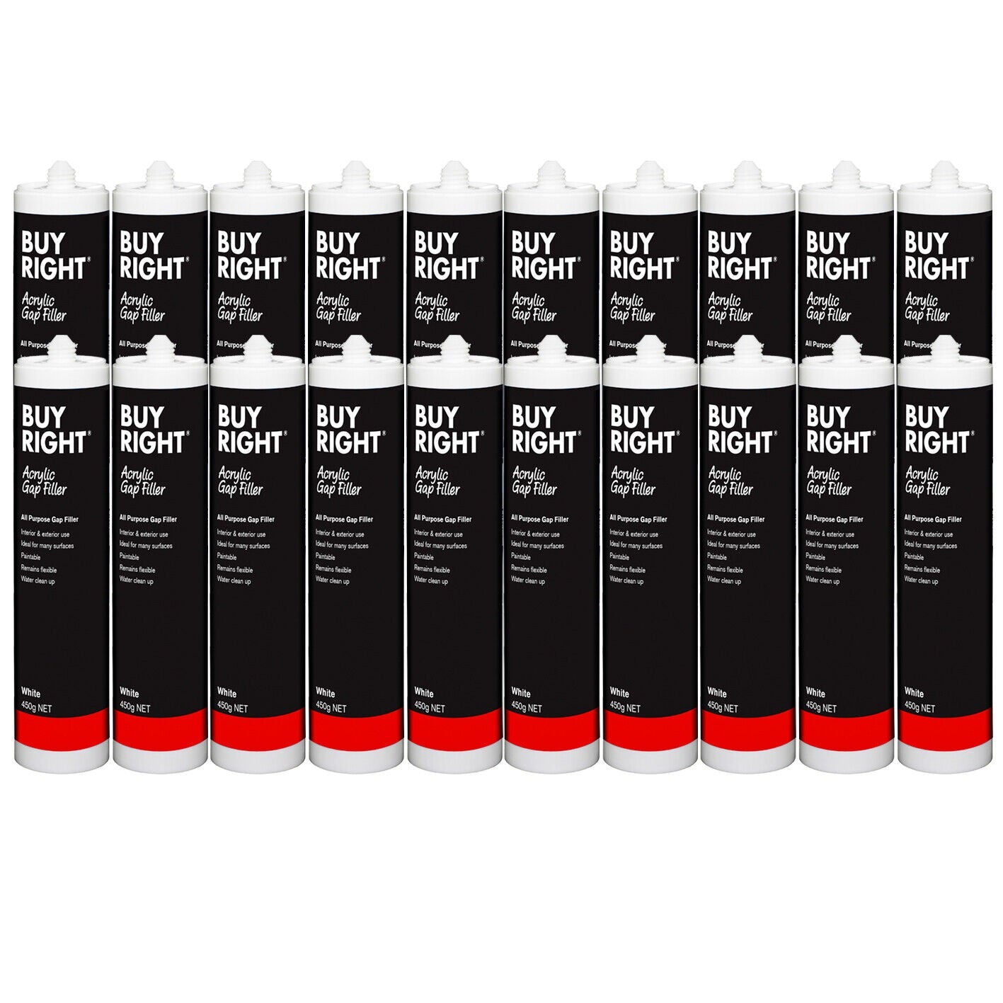 20x Gap Filler 450g White Cartridge BuyRight No More Gaps Acrylic Sealant 20pc