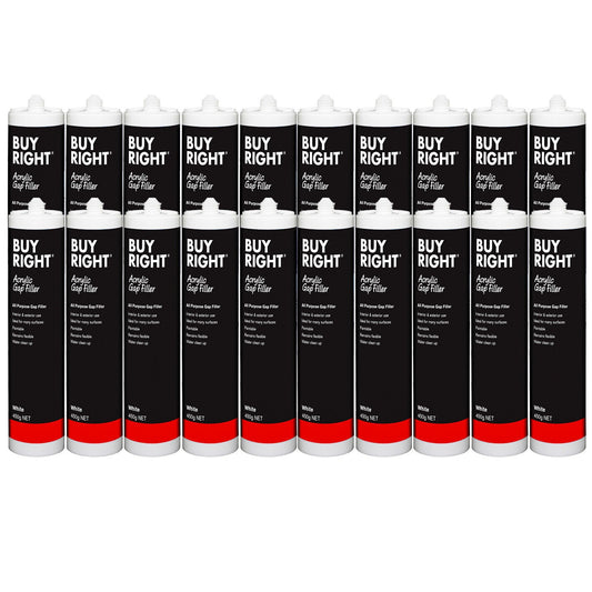 20x Gap Filler 450g White Cartridge BuyRight No More Gaps Acrylic Sealant 20pc