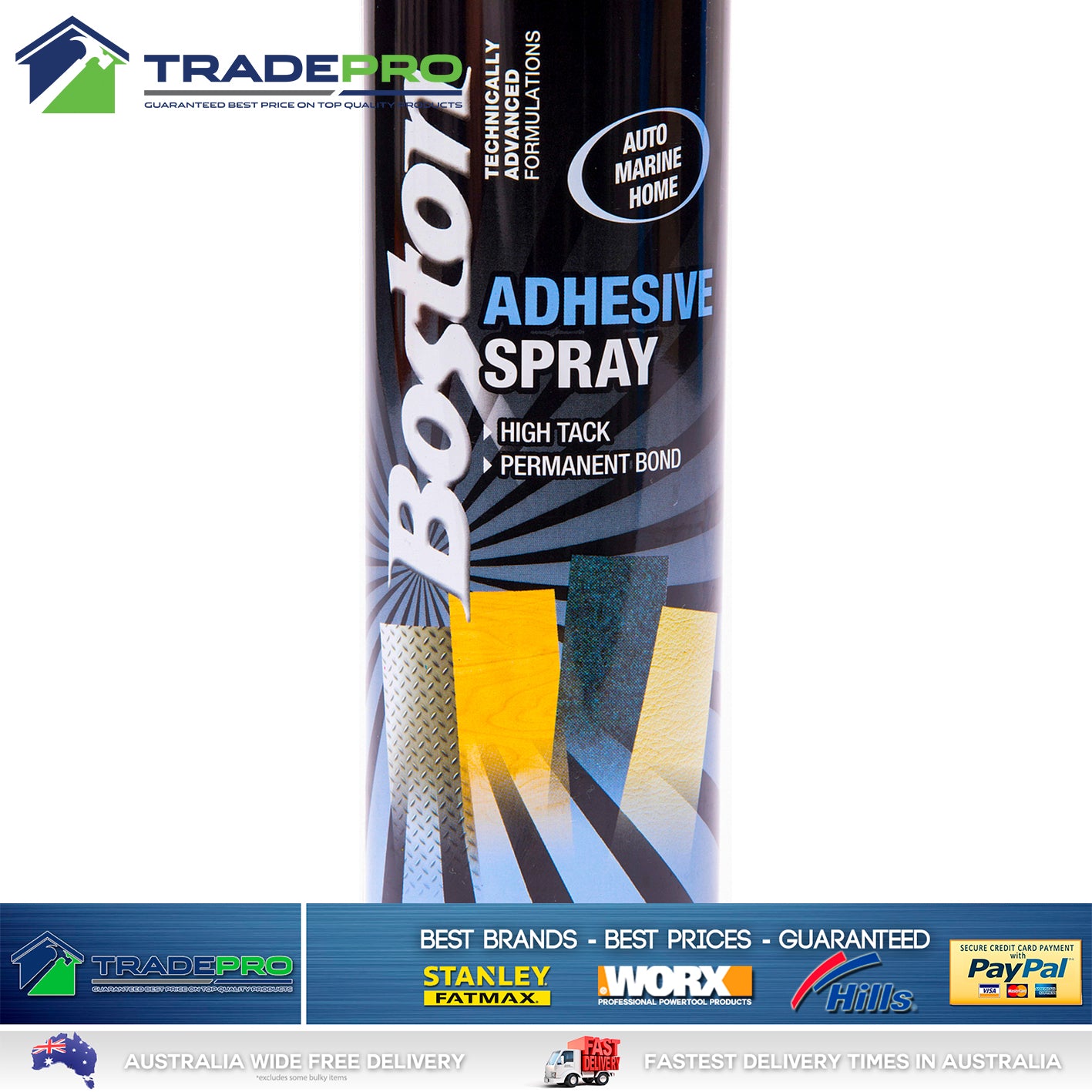 Contact Adhesive Spray Fast Grip Boston 350g Permanent Strong Glue Can