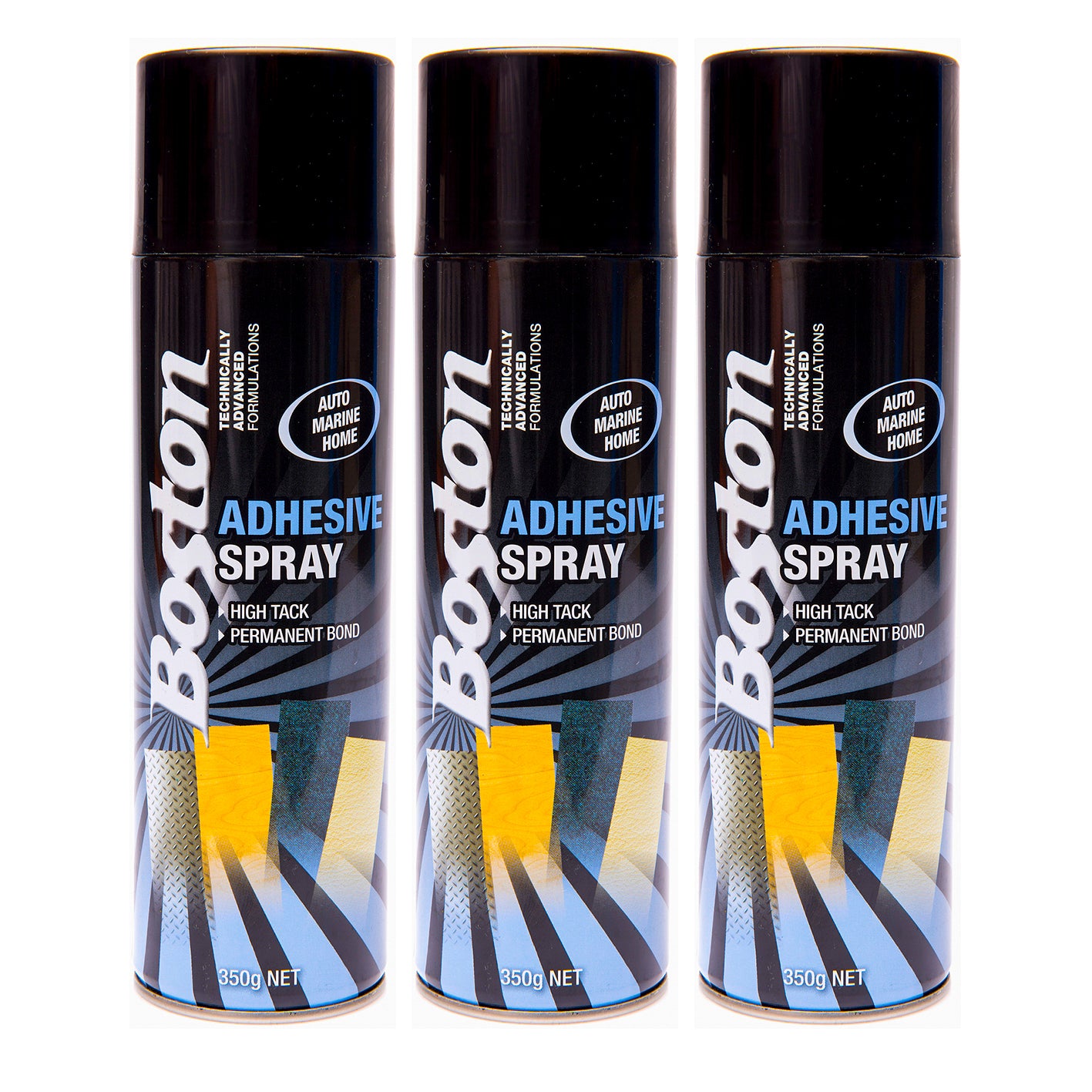 3x Contact Adhesive Spray Fast Grip Boston 350g Permanent Strong Glue Can