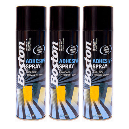 3x Contact Adhesive Spray Fast Grip Boston 350g Permanent Strong Glue Can