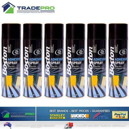 6x Contact Adhesive Spray Fast Grip Boston 350g Permanent Strong Glue Can