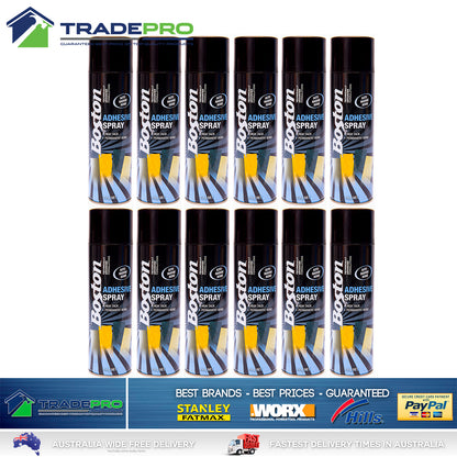 12x Contact Adhesive Spray Fast Grip Boston 350g Permanent Strong Glue Can