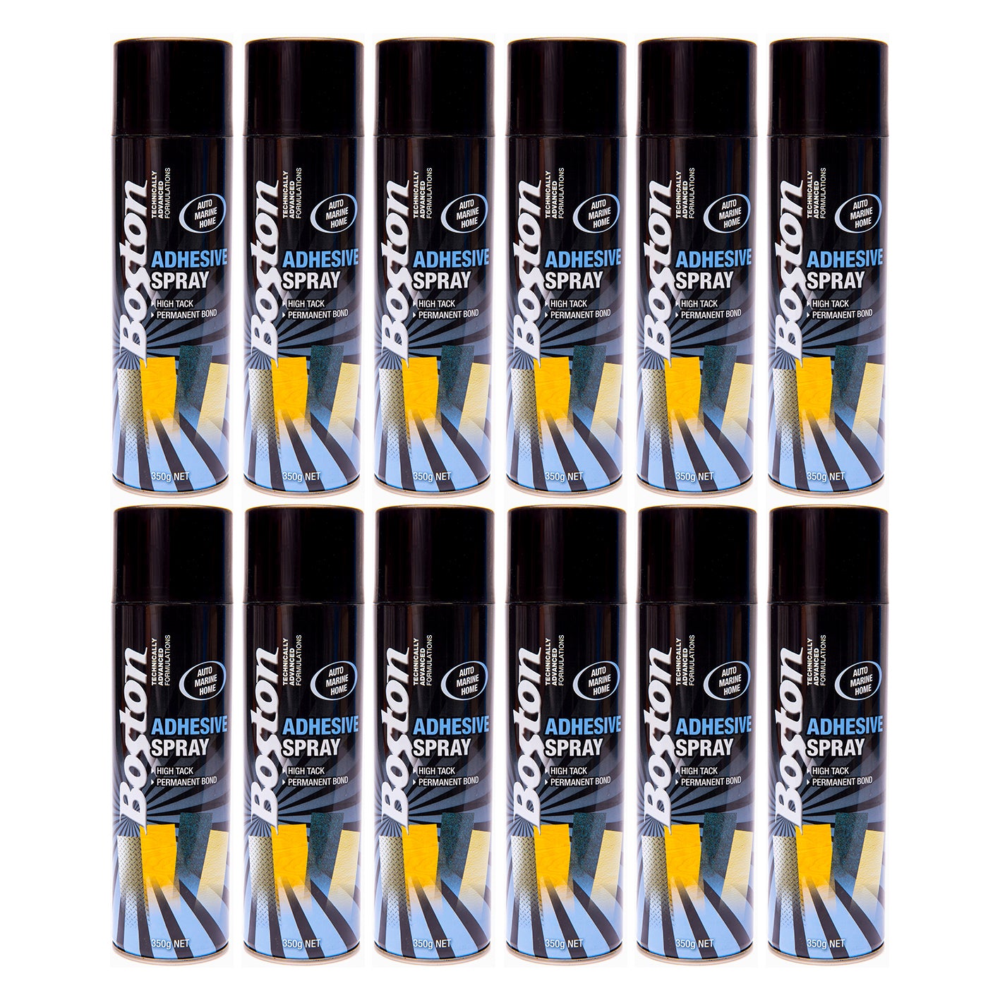 12x Contact Adhesive Spray Fast Grip Boston 350g Permanent Strong Glue Can