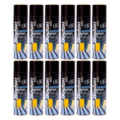 12x Contact Adhesive Spray Fast Grip Boston 350g Permanent Strong Glue Can