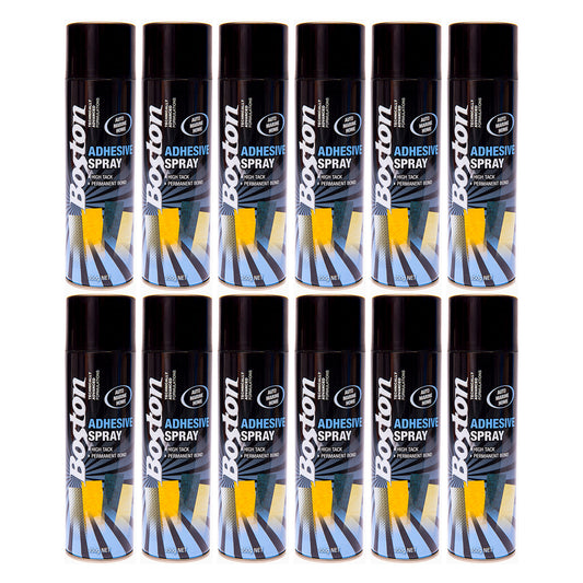 12x Contact Adhesive Spray Fast Grip Boston 350g Permanent Strong Glue Can