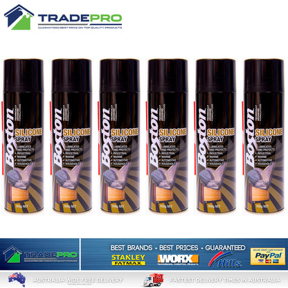 6x Silicone Spray Boston 350g Lubricant Treadmill Marine Anti Squeak Friction