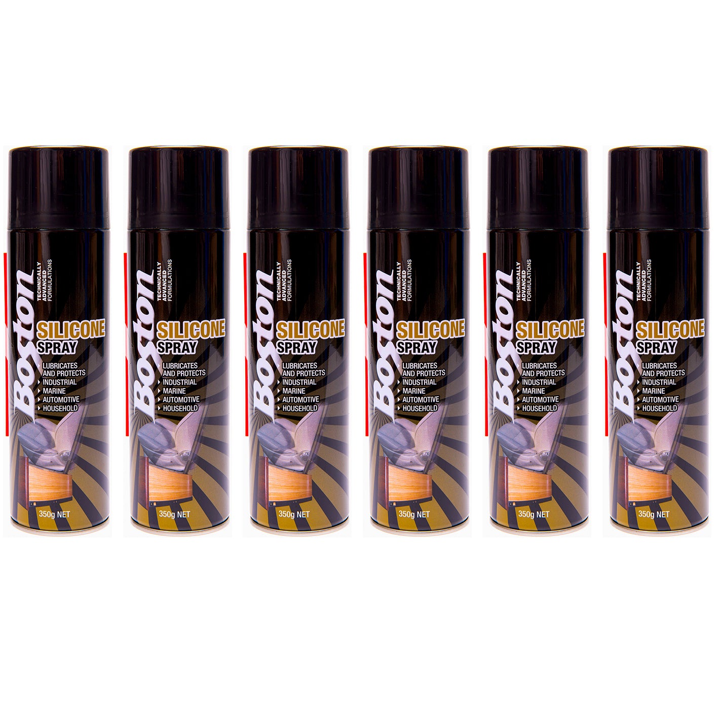 6x Silicone Spray Boston 350g Lubricant Treadmill Marine Anti Squeak Friction