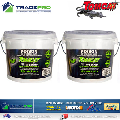 2x Tomcat Ultra All Weather Blox 784g Rat Bait Mouse Trap Poison Rodent Killer
