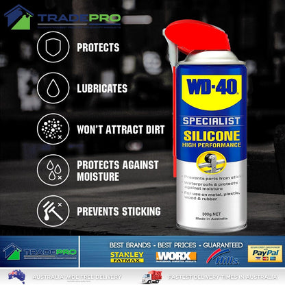 3x Silicone Spray WD40 Specialist High Performance Lubricant 300g Can Treadmill