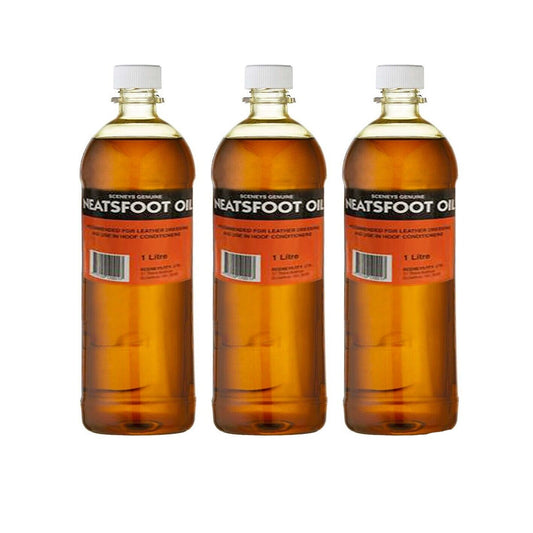 3x Neatsfoot Oil 1L Restore Preserve Protect Leather Saddlery 1LTR Jackets Horse
