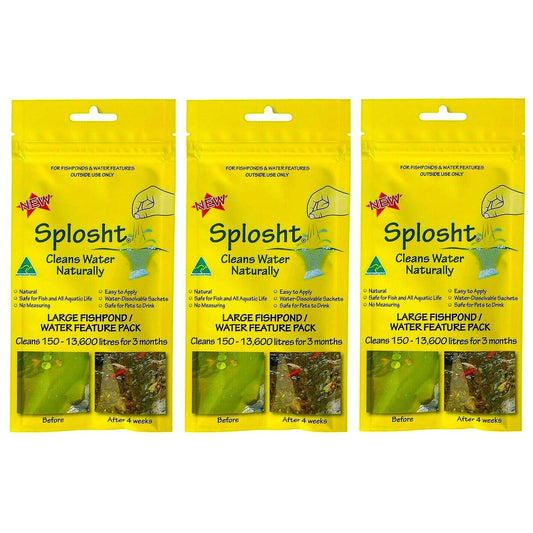 3x Splosht Large Fish Pond Natural Water Cleaner 13600L Algae Aquarium Farmer