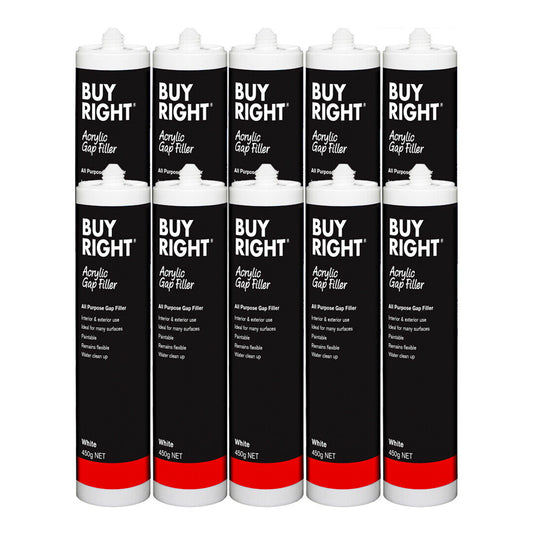 10x Gap Filler 450g White Cartridge BuyRight No More Gaps Acrylic Sealant 10pc
