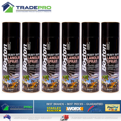6x Lanolin Spray 400gm Boston Anti corrosion Lanox lubricant Marine Auto Inox SS