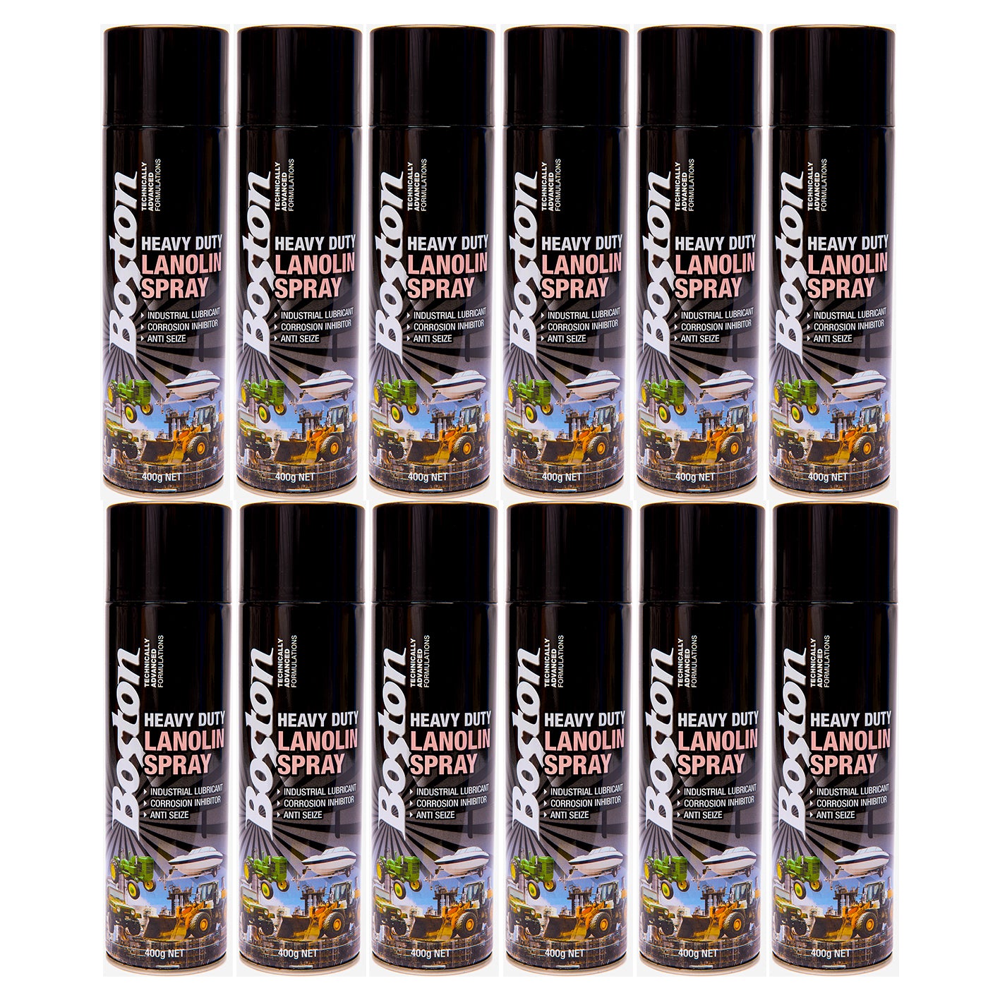 12x Lanolin Spray 400gm Boston Anti corrosion Lanox lubricant Marine Auto Inox