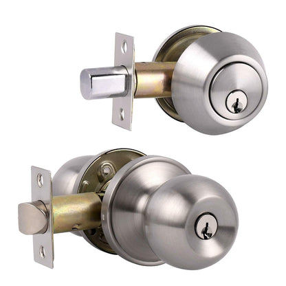 Door Lock Entrance Set Combo & Dead Bolt Kit Stainless Steel BuyRight® Knob Twin