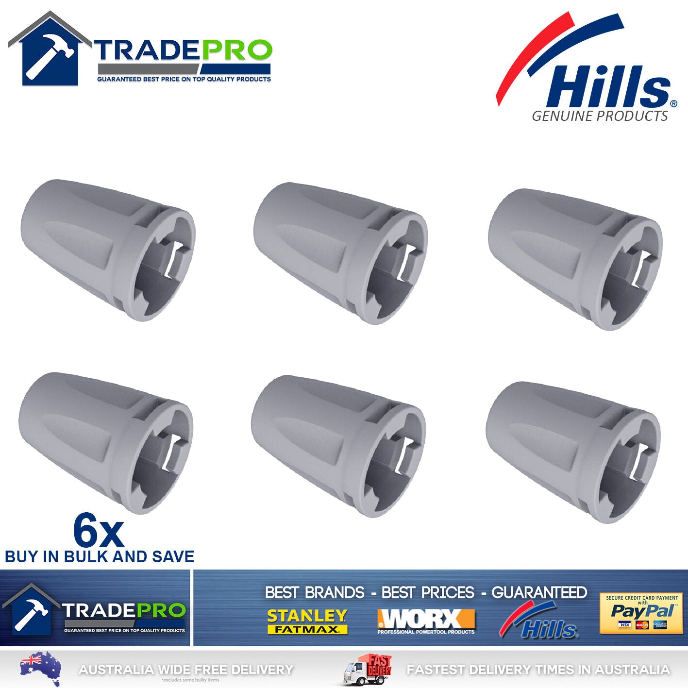Hills Genuine PRO Clothes Line Tie Off Caps 6pc Folding Frame Clothesline 6 pack