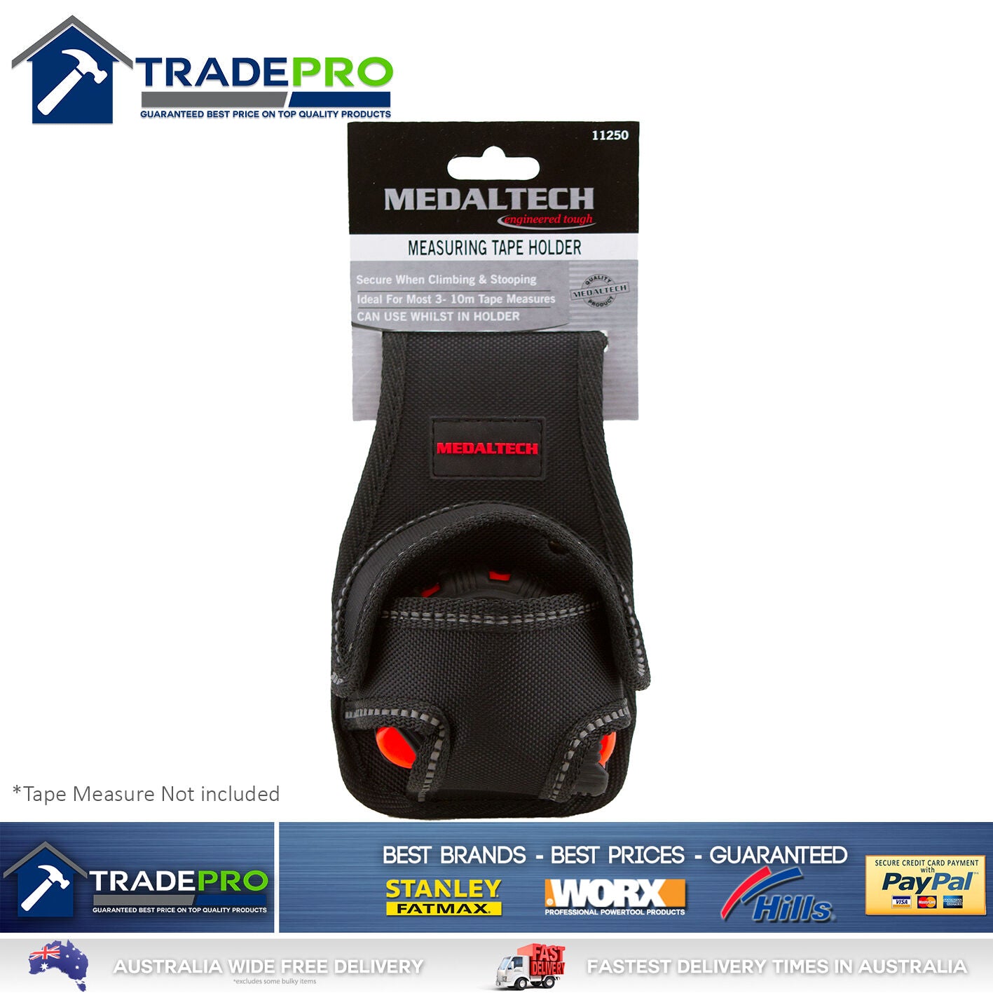 Tape Measure Holder Pouch Medaltech® Quality Heavy Duty Fits Most Tapes Nail Bag