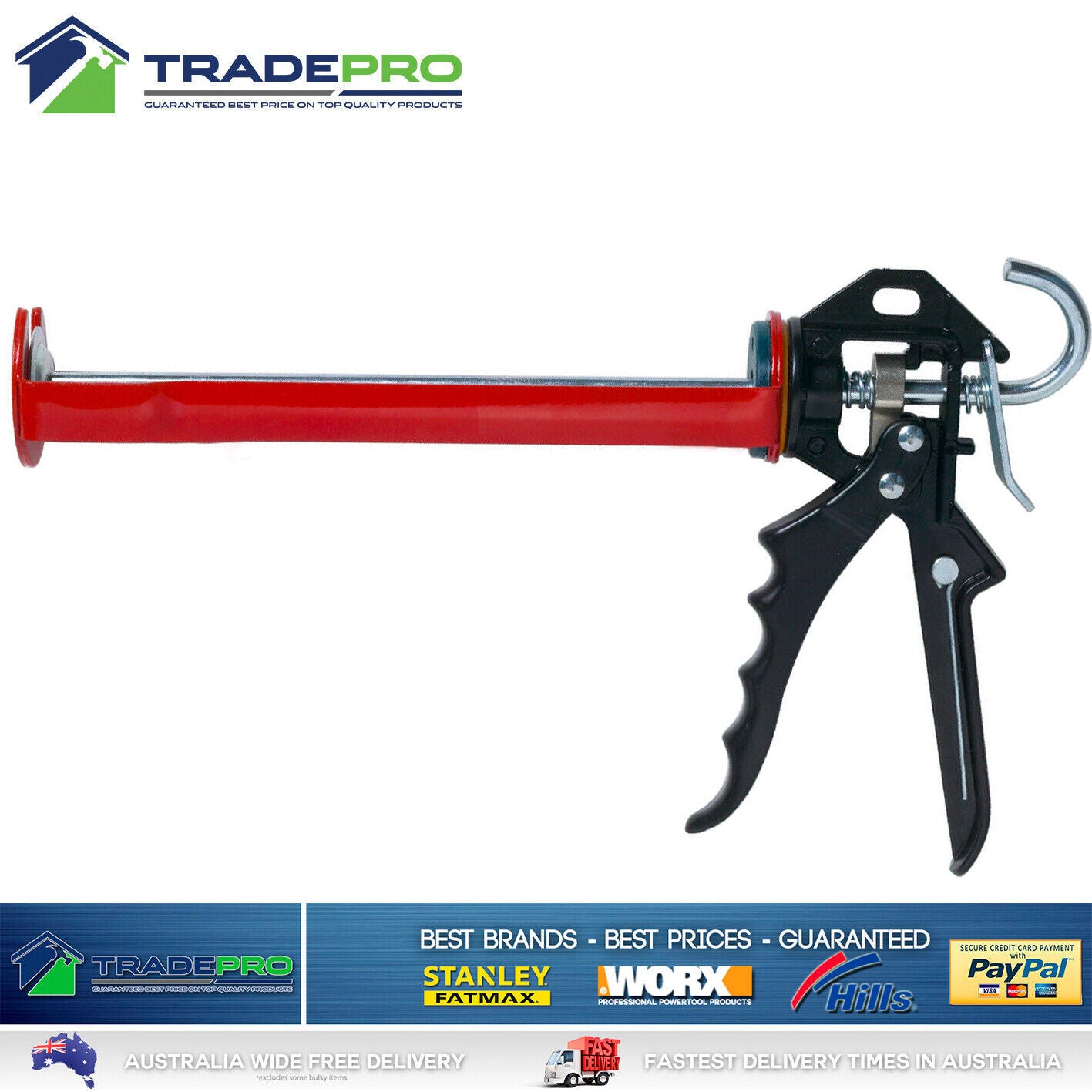 Caulking Gun Professional H/D Rail 230mm Heavy Duty Sealing Silicone Sealant