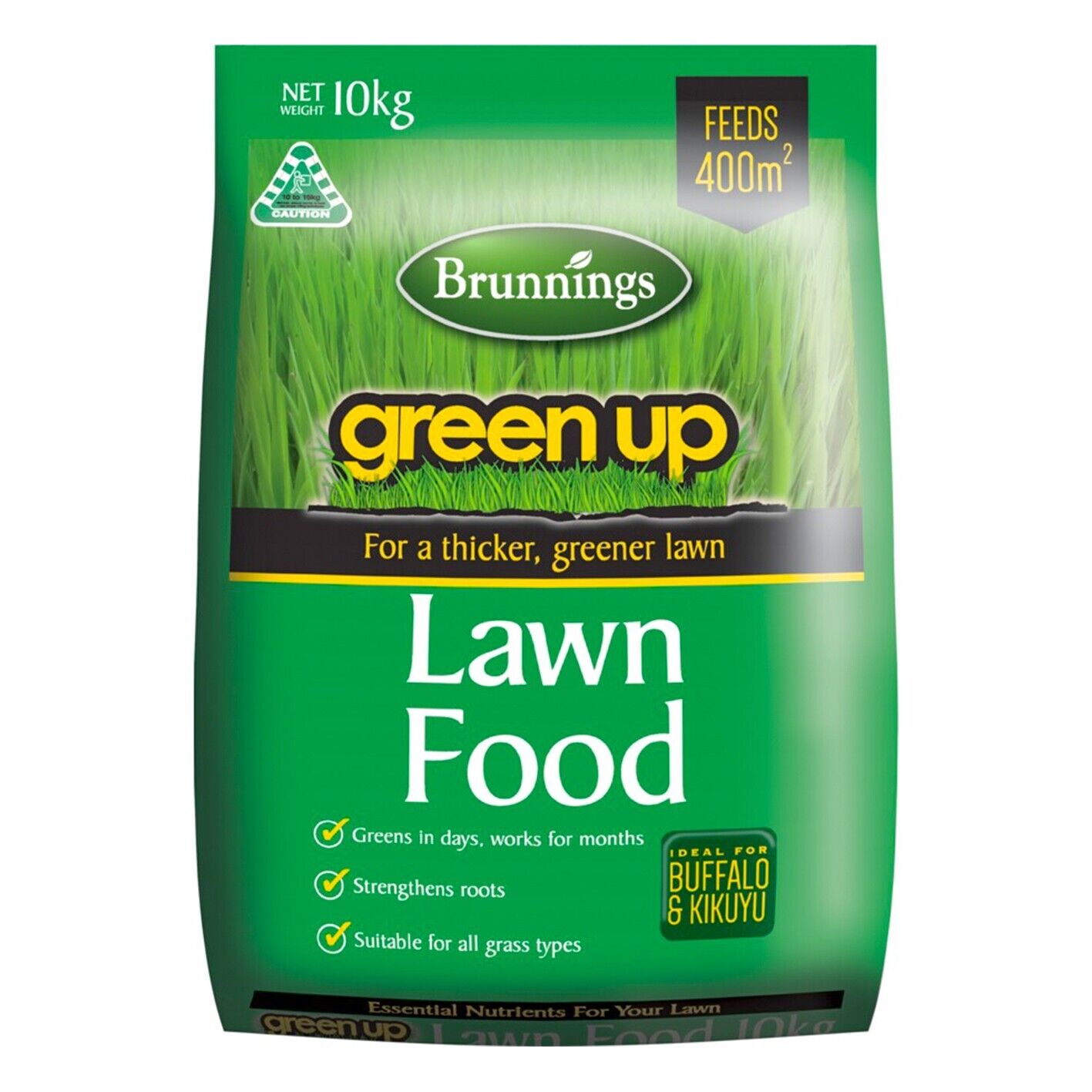 Green Up Lawn Fertiliser 10Kg Fast Fert Grass Lawns Feed Brunnings Buffalo PRO