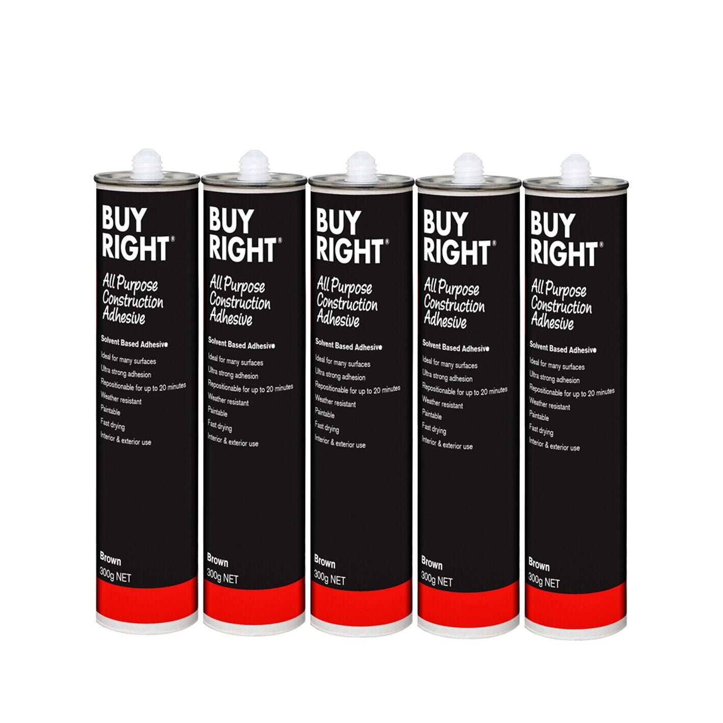 5x Glue Construction Adhesive BuyRight 300g Cartridge Liquid No Nails 5pc