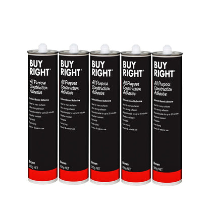 5x Glue Construction Adhesive BuyRight 300g Cartridge Liquid No Nails 5pc