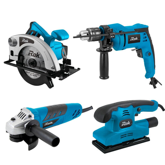 Rok Combo Kit Angle Grinder Circular Saw Electric Drill Sander Set 240V Tool