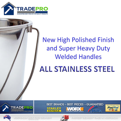 Stainless Steel Bucket with Handle 20Ltr HDuty Premium Quality NewModel 20L Pail