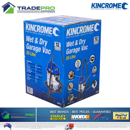 Kincrome Vacuum Cleaner Wet & Dry Commercial Work Shop 1250W Kit 20L PRO Vac
