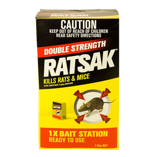 Ratsak Double Strength Huge 2.5kg Rat Mouse Killer Mice Rodent Bait Trap 1046903