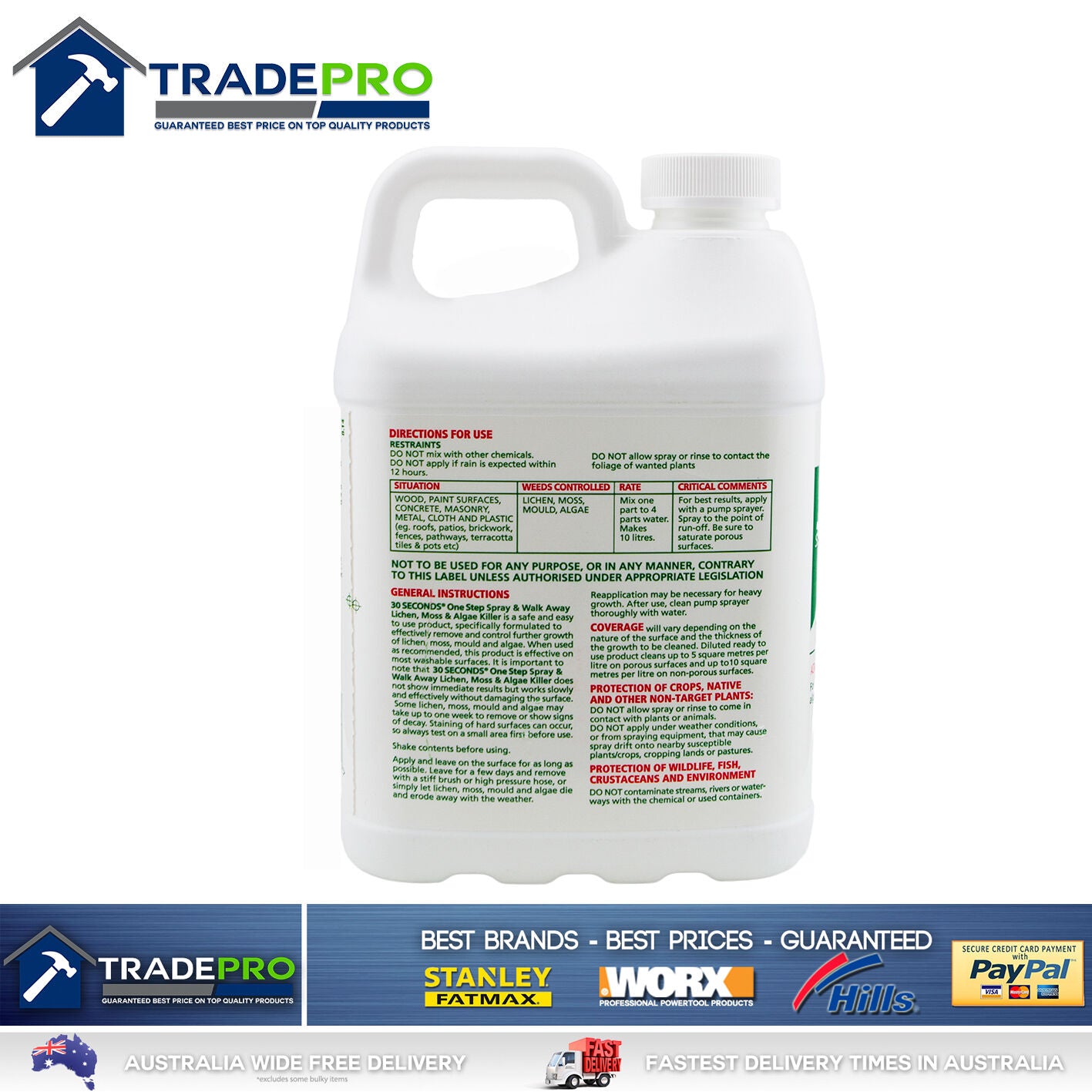 Spray & Walk Away 2ltr Wet Forget Algae Moss Mould Cleaner Remover 2L 30 Seconds