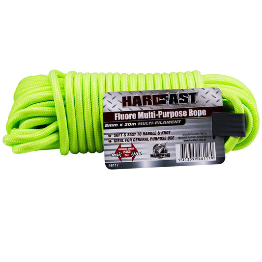Rope 20m Multi Braided 8mm Thick HiVis All Purpose Car Boat Trailer Outdoor Cord