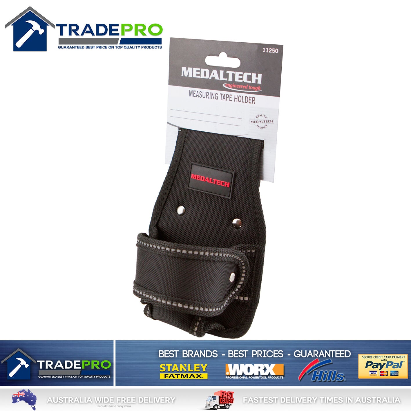 Tape Measure Holder Pouch Medaltech® Quality Heavy Duty Fits Most Tapes Nail Bag