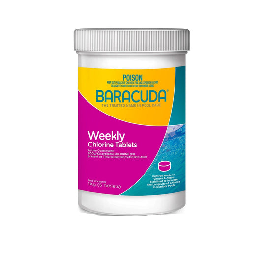 Pool Tablets PRO Once A Week Chlorine 1kg Baracuda Multi Action Water Sanitiser